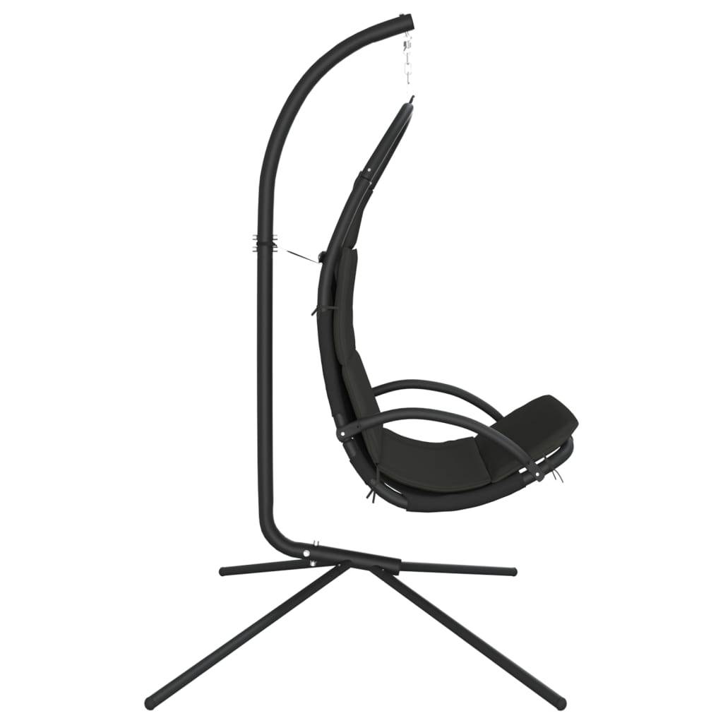 Chaise balançoire jardin | Chaise d'extérieur coussin gris foncé tissu Oxford/acier - Image 4