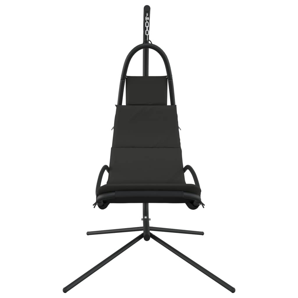 Chaise balançoire jardin | Chaise d'extérieur coussin gris foncé tissu Oxford/acier - Image 3