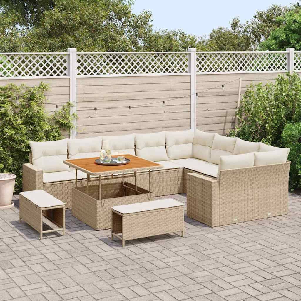 ComfortXL - Salon de Jardin Spacieux Rotin Synthétique 12 Pièces Table Carrée et Coffre Patio Beige Crème – ComfortXL Outdoor Living - Image 3
