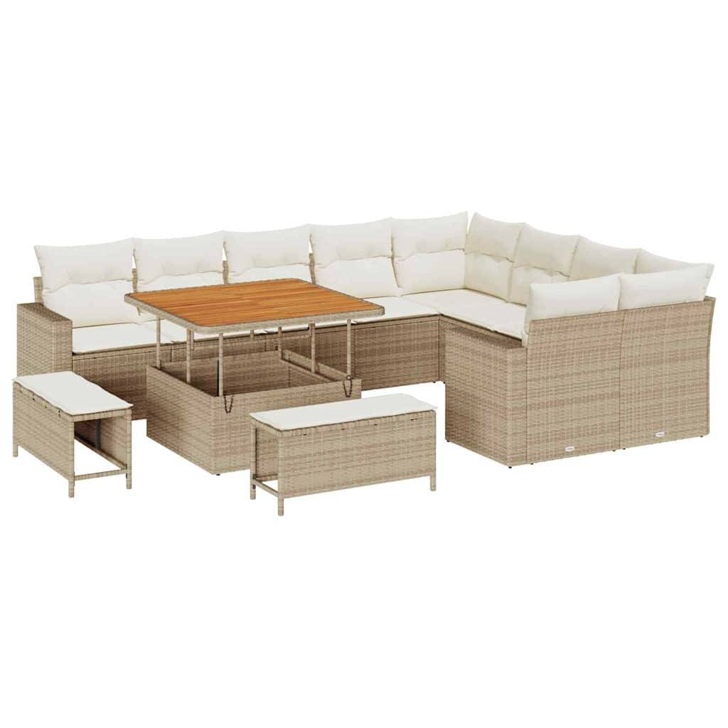 ComfortXL - Salon de Jardin Spacieux Rotin Synthétique 12 Pièces Table Carrée et Coffre Patio Beige Crème – ComfortXL Outdoor Living - Image 2