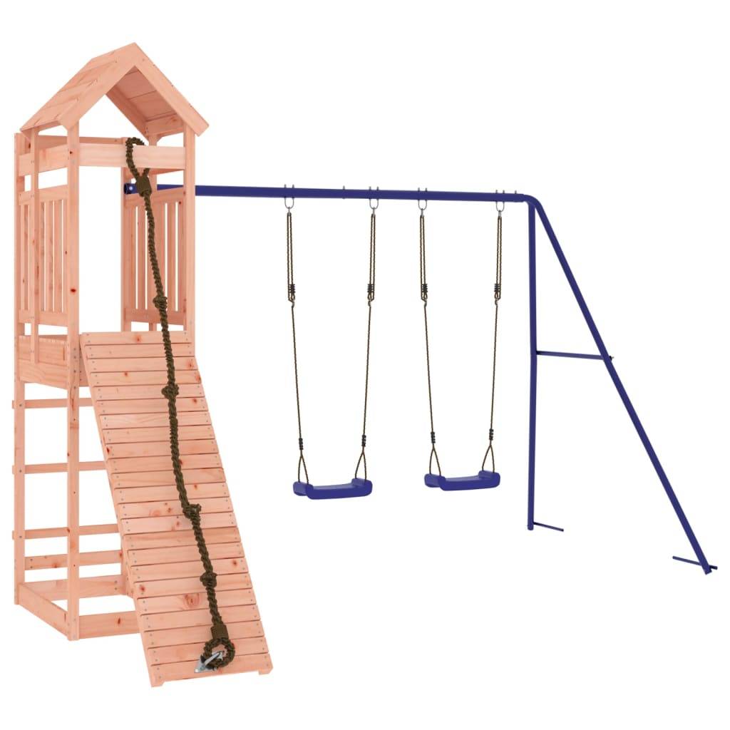 Helloshop26 - Aire de jeux d'extérieur balançoires toboggan portiques robuste jeux jardin 319 x 259 x 238 cm bois massif de douglas - Image 1