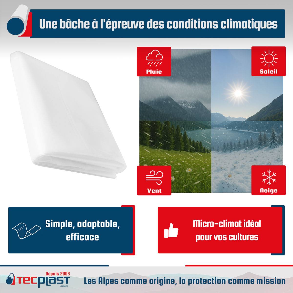 Bâche Serre 3x3 m 150SE - Film plastique transparent pour serre de jardin - Haute Qualité - Made in France TECPLAST - Image 3