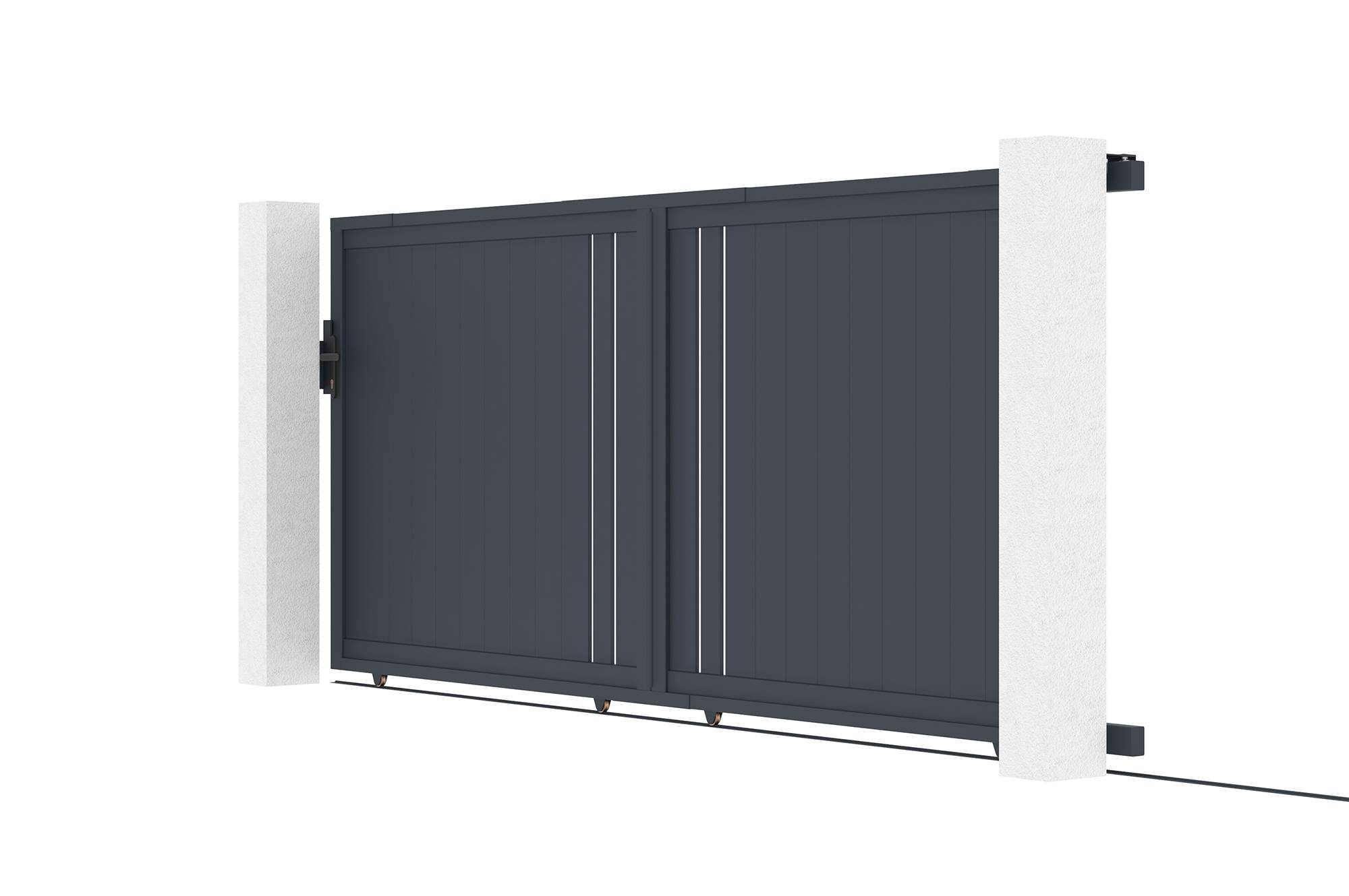 Casanoov Portail coulissant 4 m GIONA H.160 cm aluminium gris - Image 4
