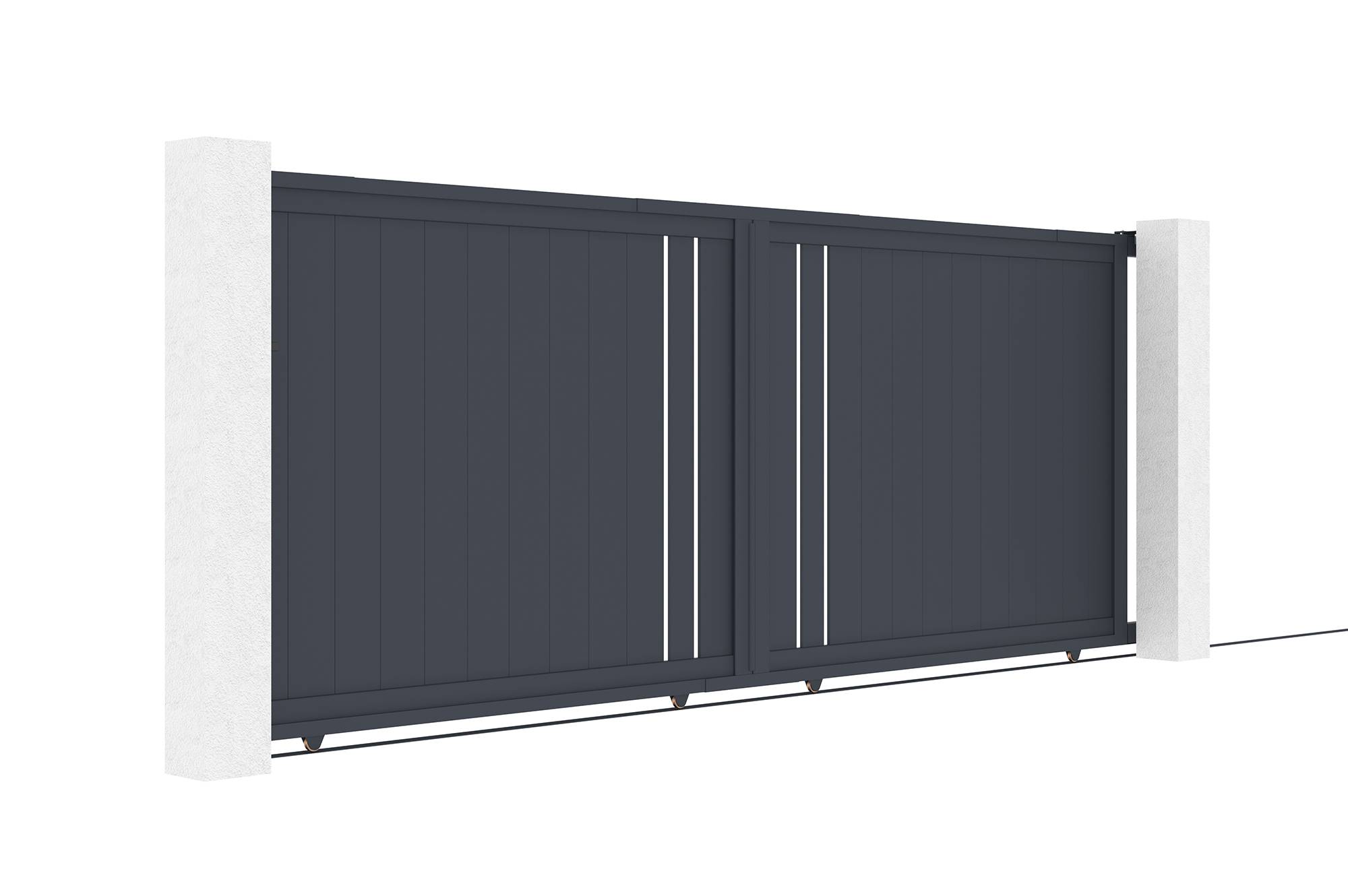 Casanoov Portail coulissant 4 m GIONA H.160 cm aluminium gris - Image 3