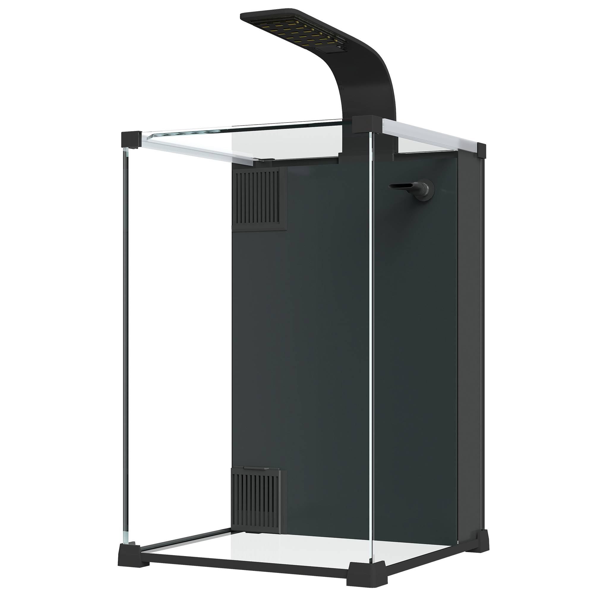Sans Marque - Aquarium en Verre Trempé Nano Aquarium avec Filtre Intégré Pompe 5W et Éclairage LED 30x30x45cm Noir - Image 2