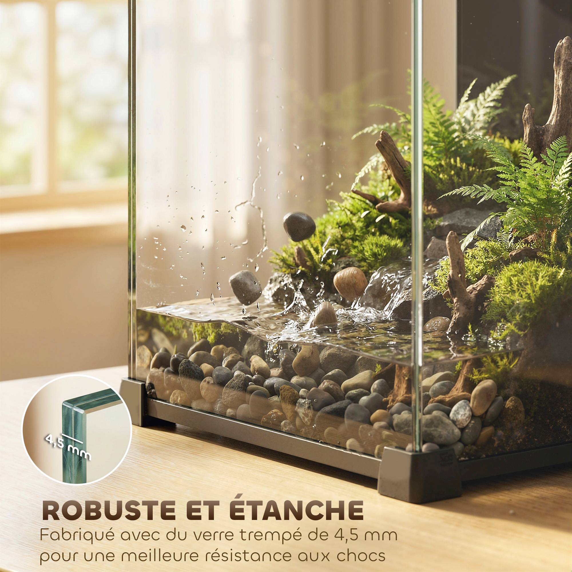 Sans Marque - Aquarium en Verre Trempé Nano Aquarium avec Filtre Intégré Pompe 5W et Éclairage LED 30x30x45cm Noir - Image 10