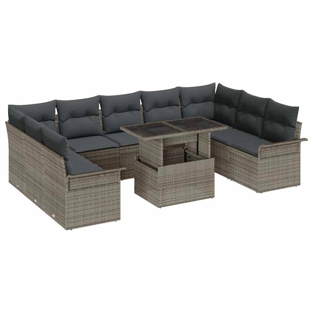 Vidaxl - Ensemble de canapé de jardin 10 pcs Gris Poly rotin vidaXL 3348345 - Image 2