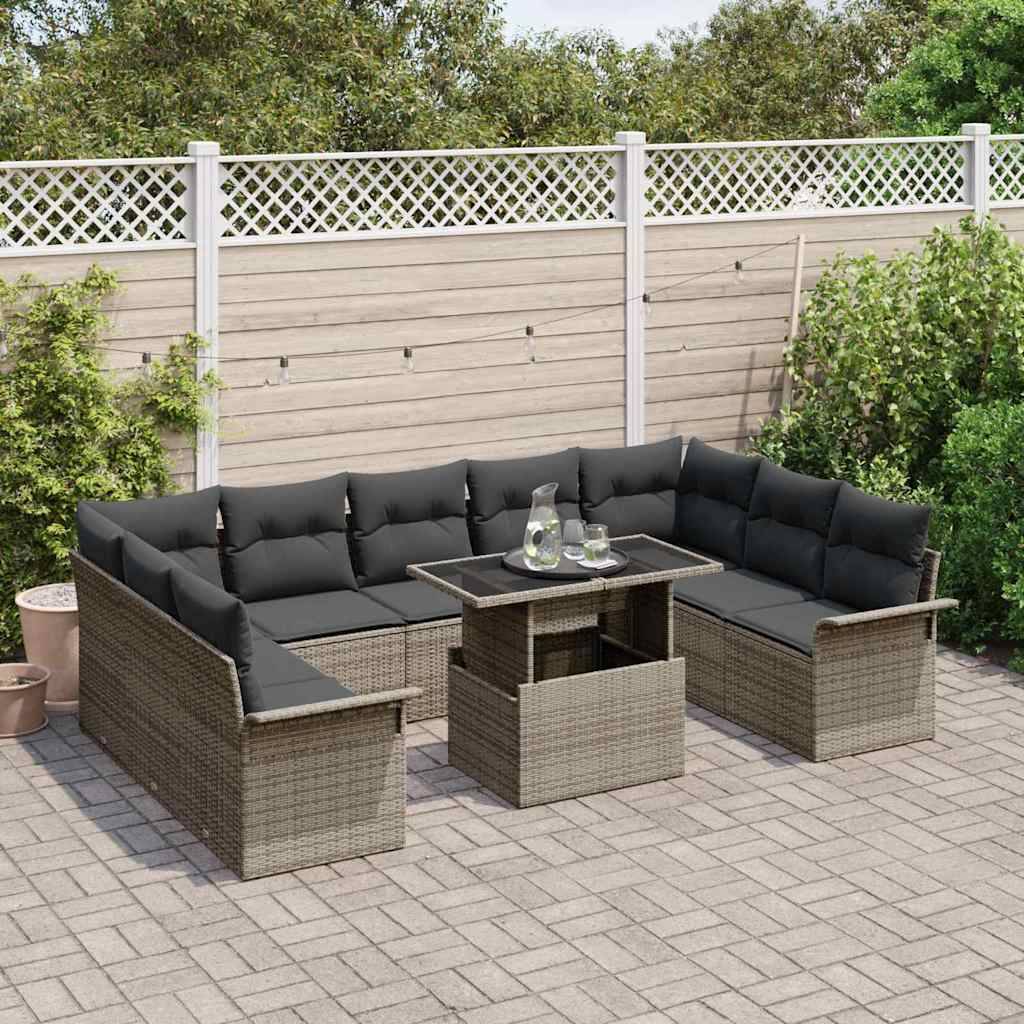Vidaxl - Ensemble de canapé de jardin 10 pcs Gris Poly rotin vidaXL 3348345 - Image 4