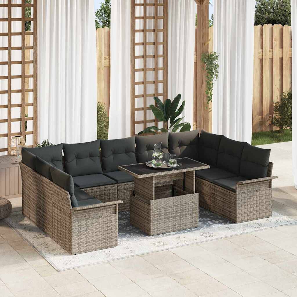 Vidaxl - Ensemble de canapé de jardin 10 pcs Gris Poly rotin vidaXL 3348345 - Image 1