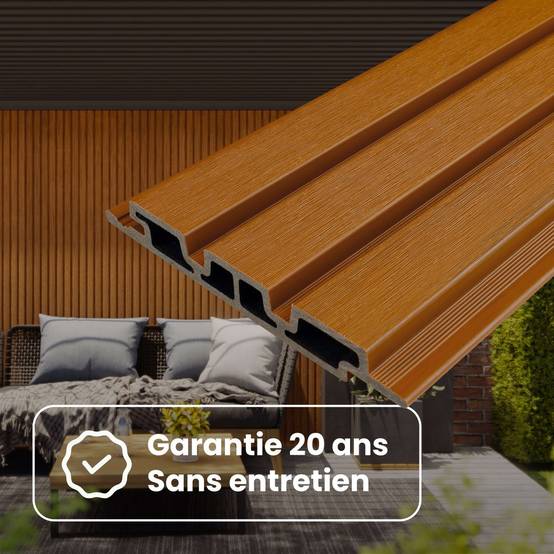 Kit Bardage Composite MEZZO Moka - Superficie : 1m² - Dimension des lames : 220x17,8x2,3 cm - Aspect mat - Image 6