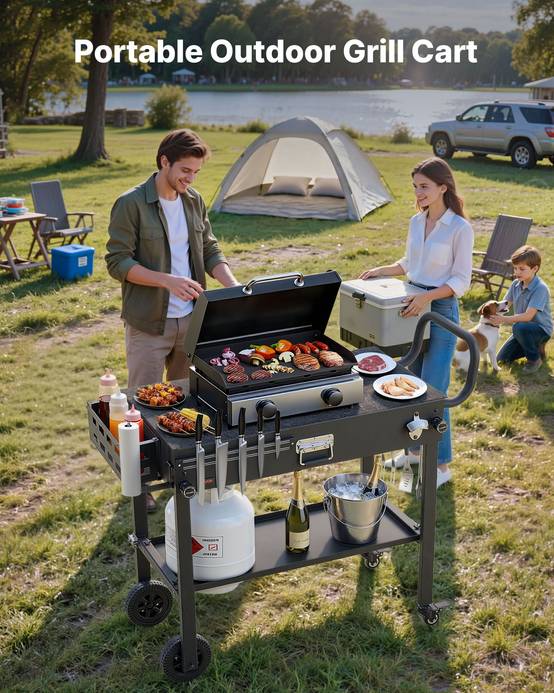 Vevor - VEVOR Desserte de Jardin pour Plancha Chariot de Barbecue Comptoir 78,7x43,2 cm - Image 2