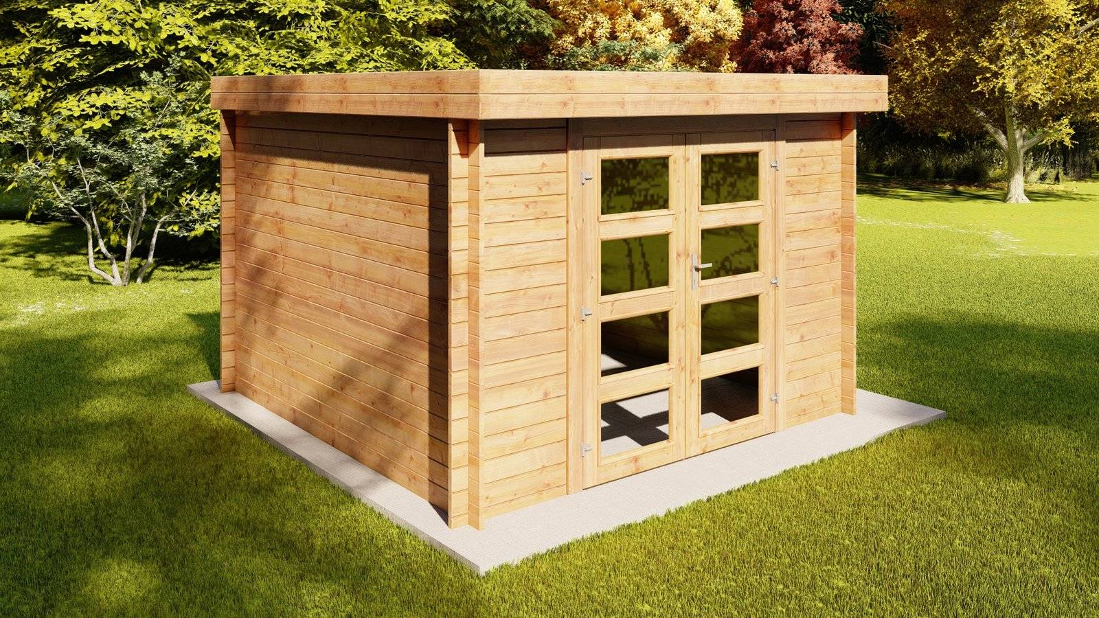 Abri de jardin en bois, surface utile 7.5m², 298x298cm, ep 19 mm, INT025 /GARTFLEX