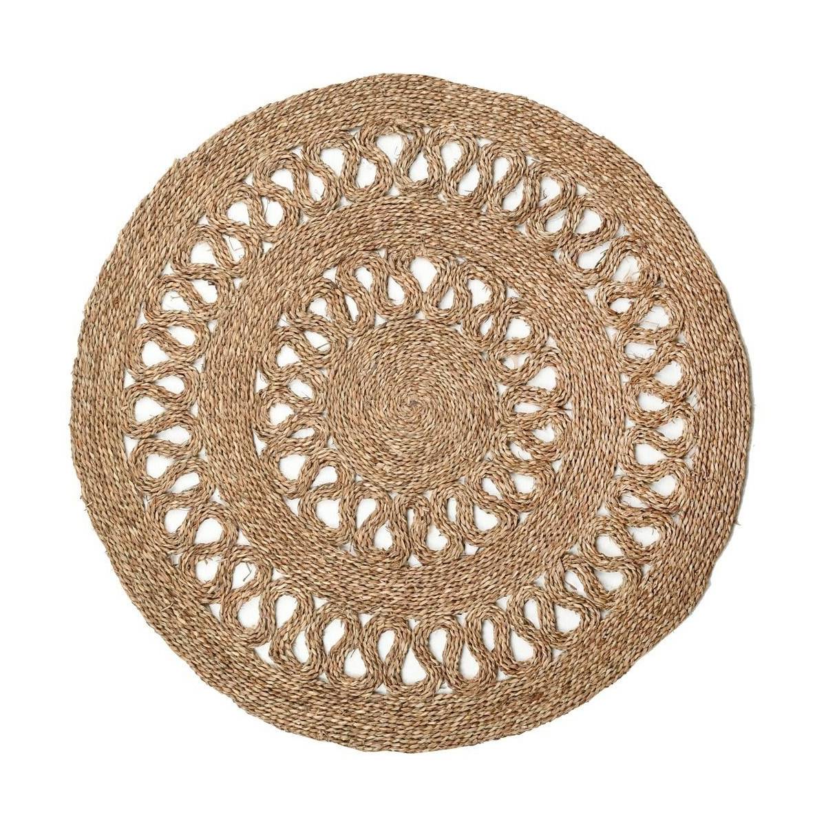 Aubry Gaspard - Tapis rond en jonc naturel Bohème - Image 1
