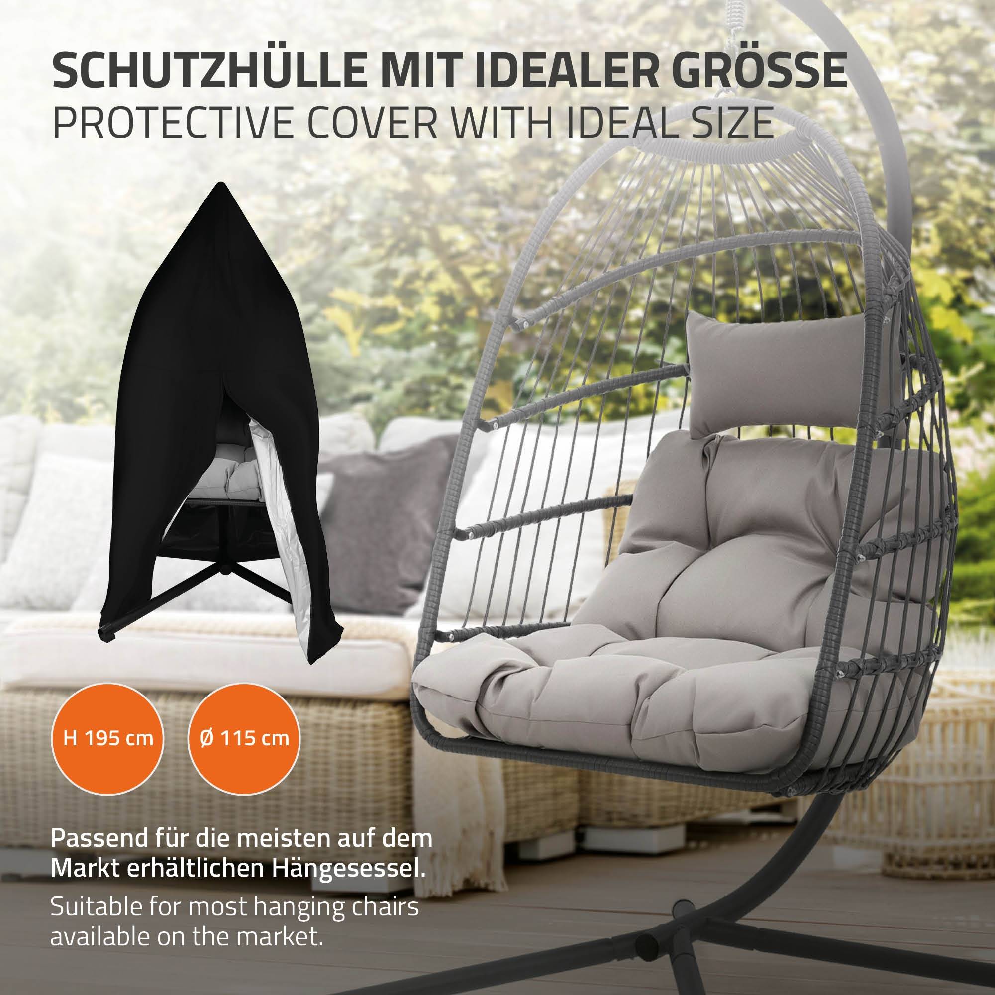Ml-Design - Housse de protection de fauteuil suspendu protection anti pluie imperméable noir - Image 3