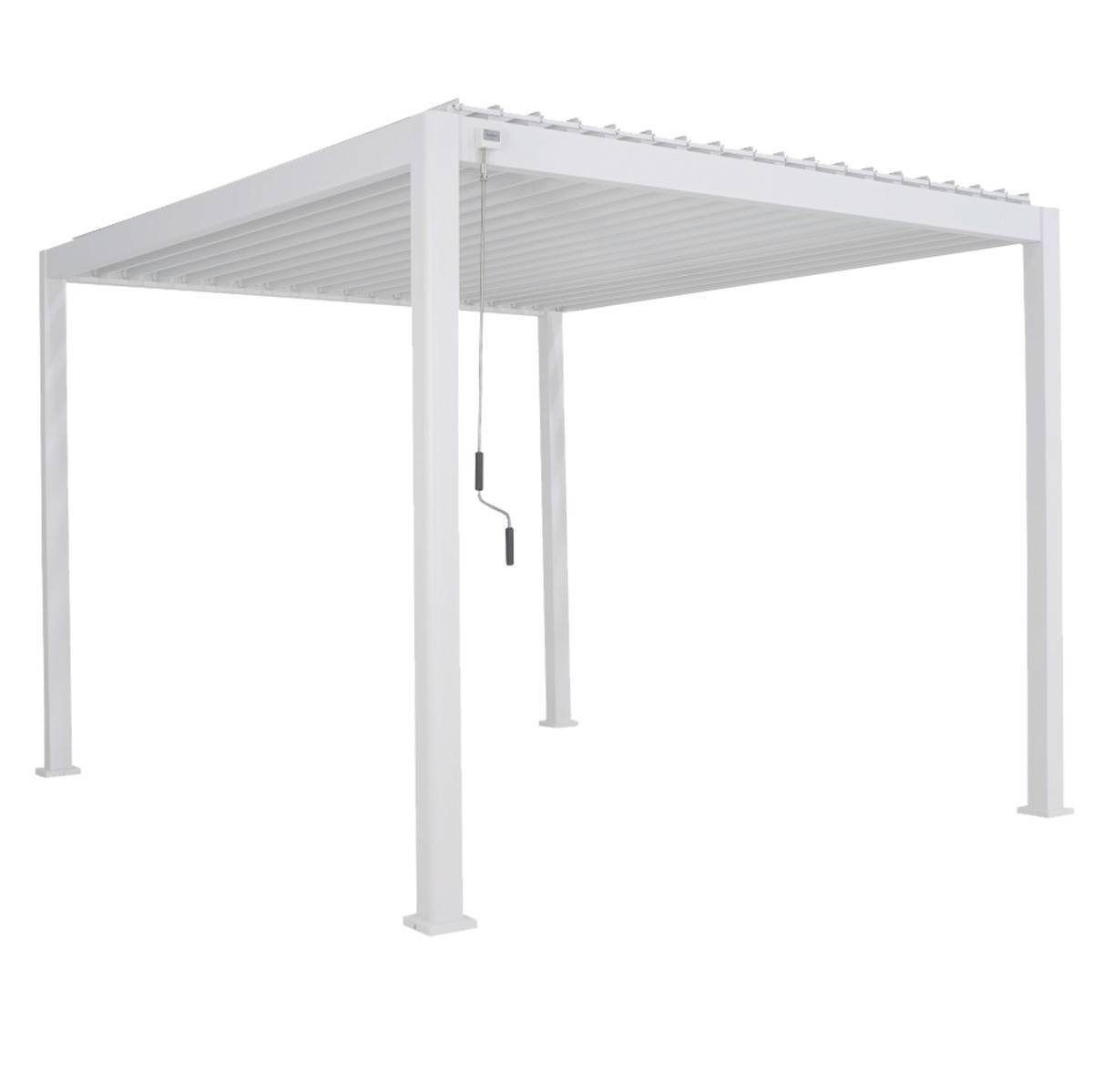 Pergola bioclimatique "Evora" petit modèle 3,6x3,6m en aluminium traité époxy Blanc Hespéride - Image 2