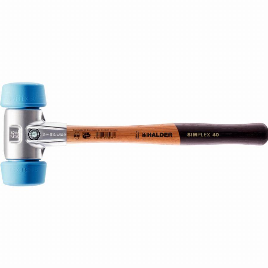 Maillet HALDER SIMPLEX TPE souple avec boîtier en aluminium et manche en bois de haute qualité - D=50 mm - 3101.051