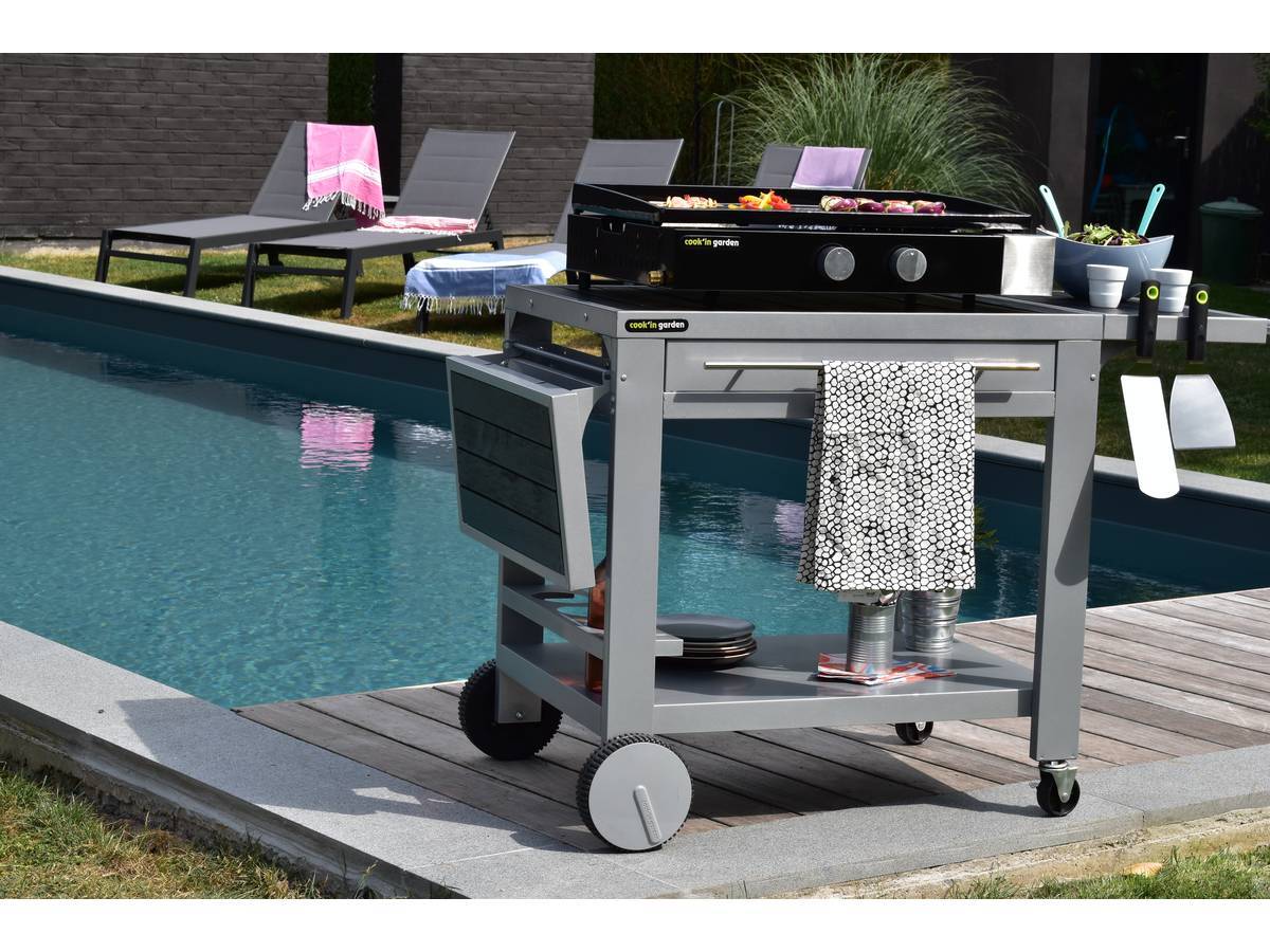 Plancha Gaz à Poser "finesta 2" - 2 Brûleurs - 5 Kw - 65 X 52 X 18.5 Cm - Fonte émaillée -cook'in Garden - Image 2