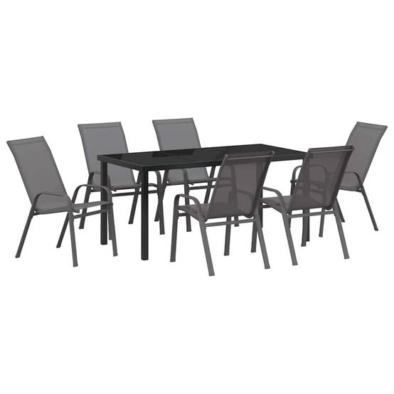 7 pcs Salon De Jardin - Mobilier D'extérieur Gris - Image 1
