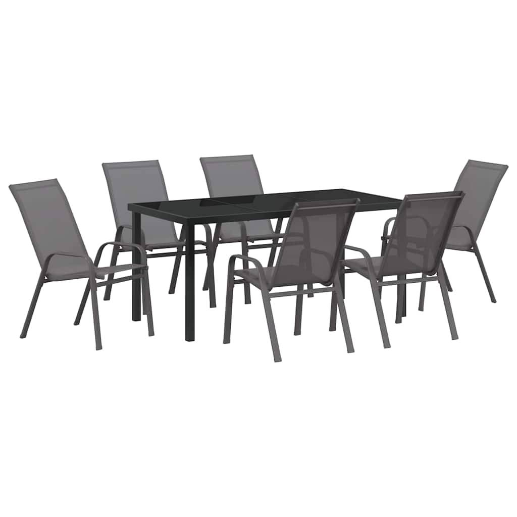 7 pcs Salon De Jardin - Mobilier D'extérieur Gris - Image 1