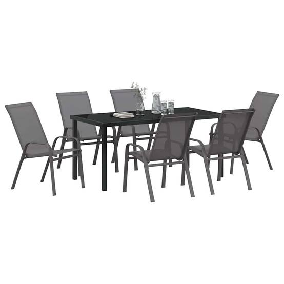 7 pcs Salon De Jardin - Mobilier D'extérieur Gris - Image 3