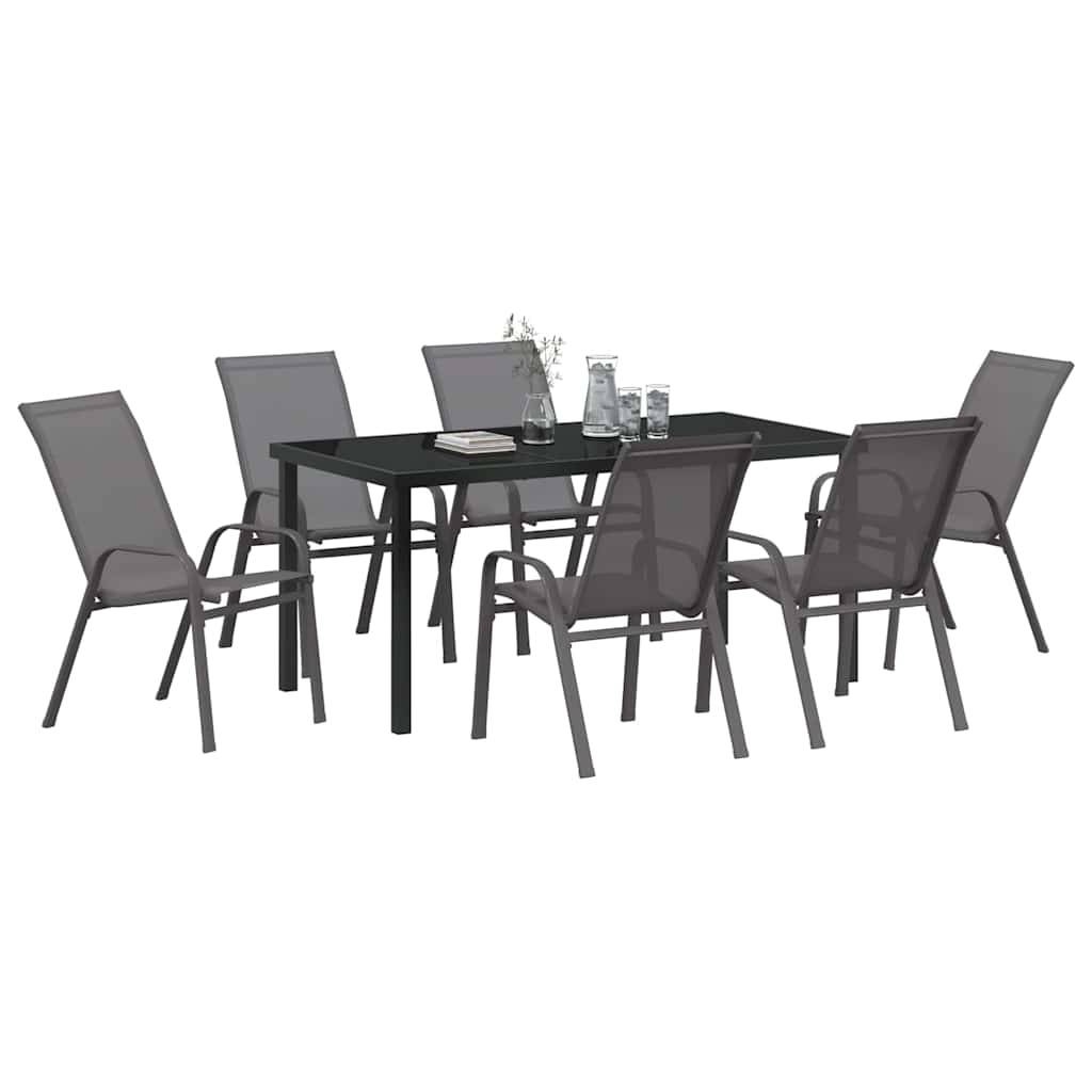 7 pcs Salon De Jardin - Mobilier D'extérieur Gris - Image 3