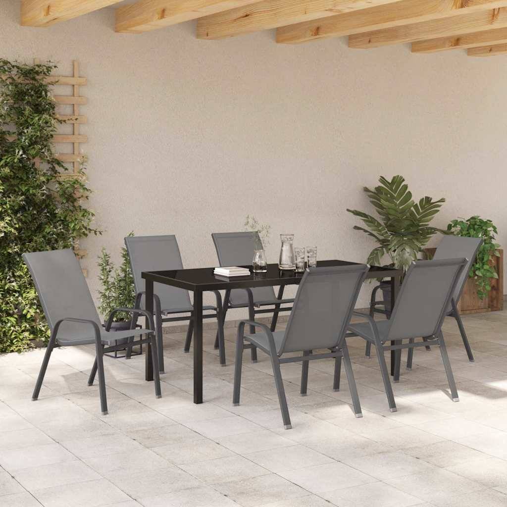 7 pcs Salon De Jardin - Mobilier D'extérieur Gris - Image 4