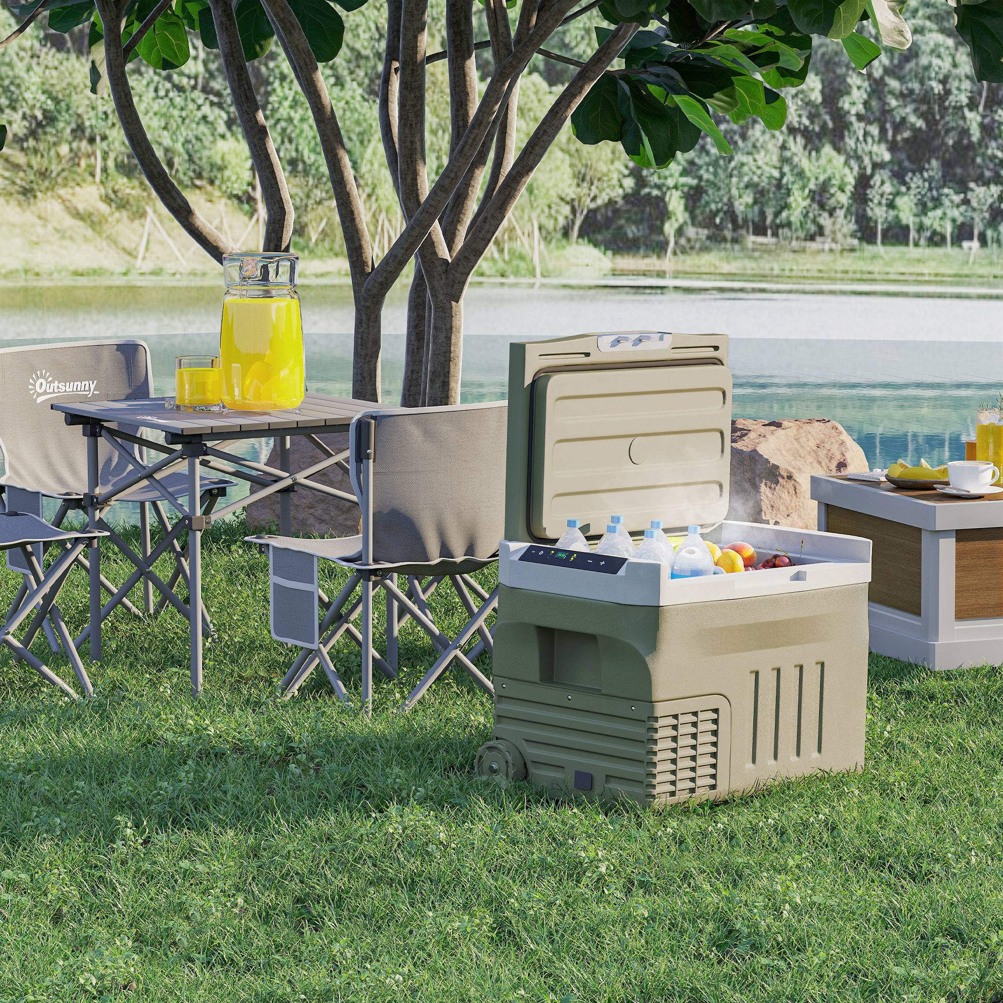 Réfrigérateur Portable Voiture 30 L 12/24 V -20 à +20 °C, Écran Tactile LED, Camping/Maison, 61 x 39 x 41,5 cm, Vert - Image 4