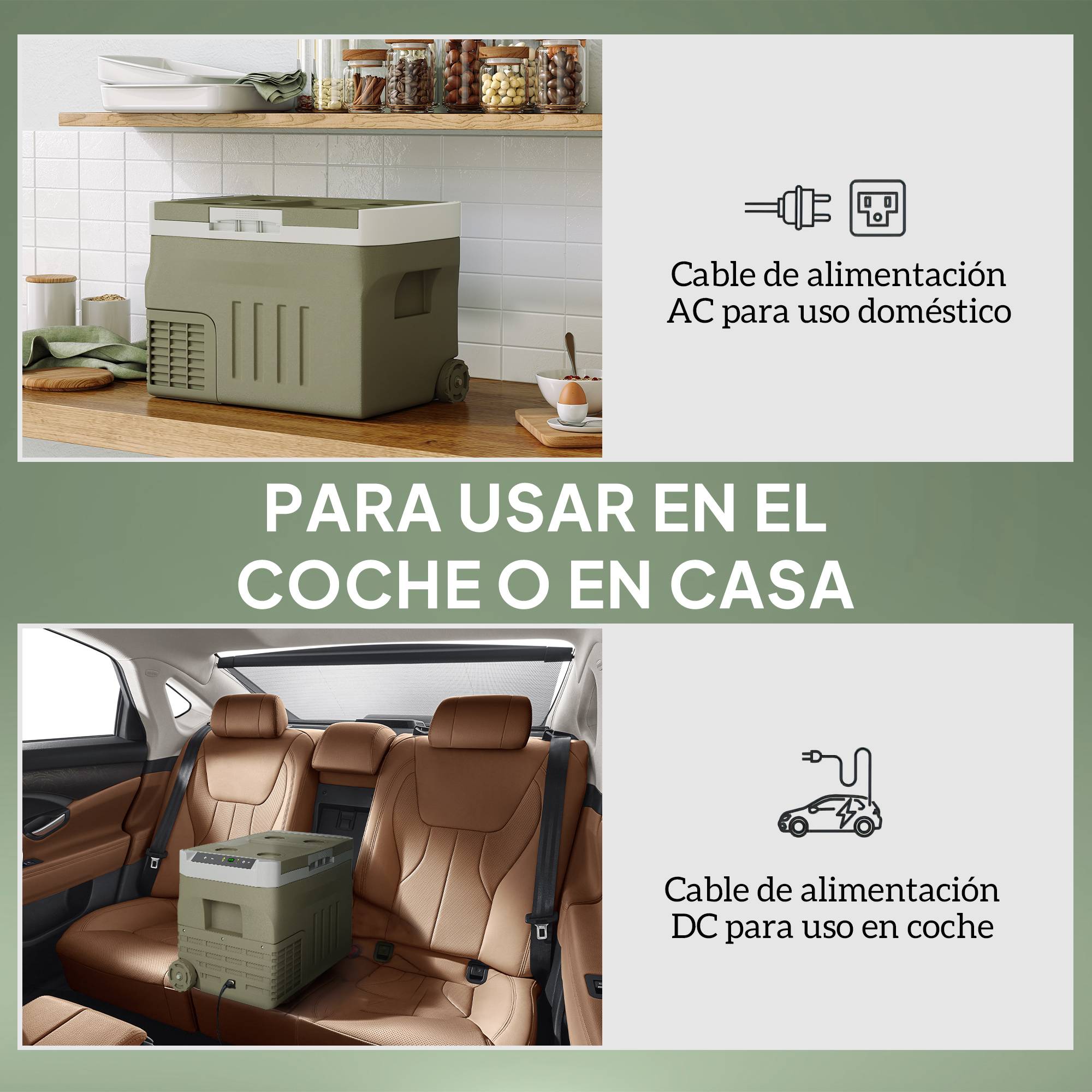 Réfrigérateur Portable Voiture 30 L 12/24 V -20 à +20 °C, Écran Tactile LED, Camping/Maison, 61 x 39 x 41,5 cm, Vert - Image 7
