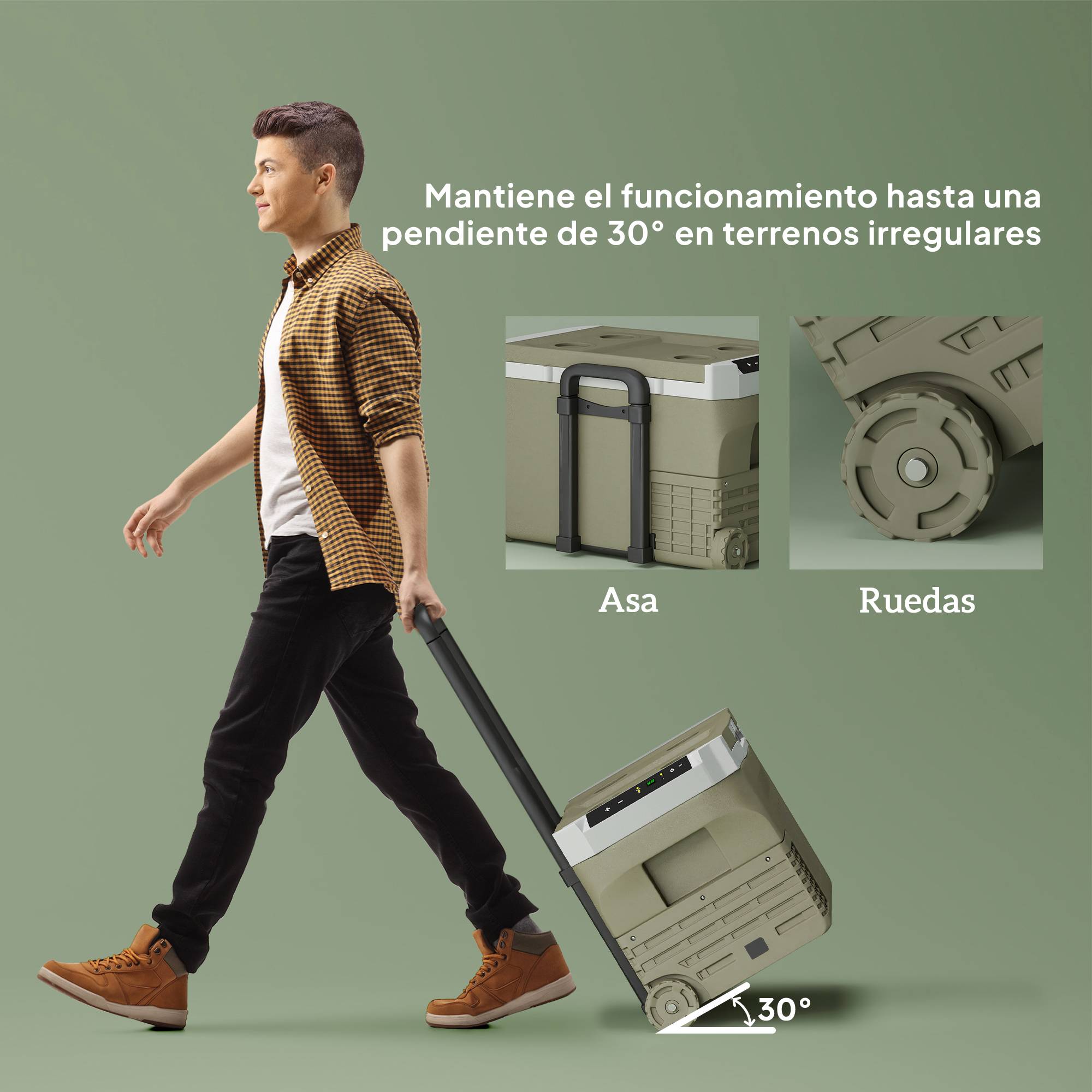 Réfrigérateur Portable Voiture 30 L 12/24 V -20 à +20 °C, Écran Tactile LED, Camping/Maison, 61 x 39 x 41,5 cm, Vert - Image 10