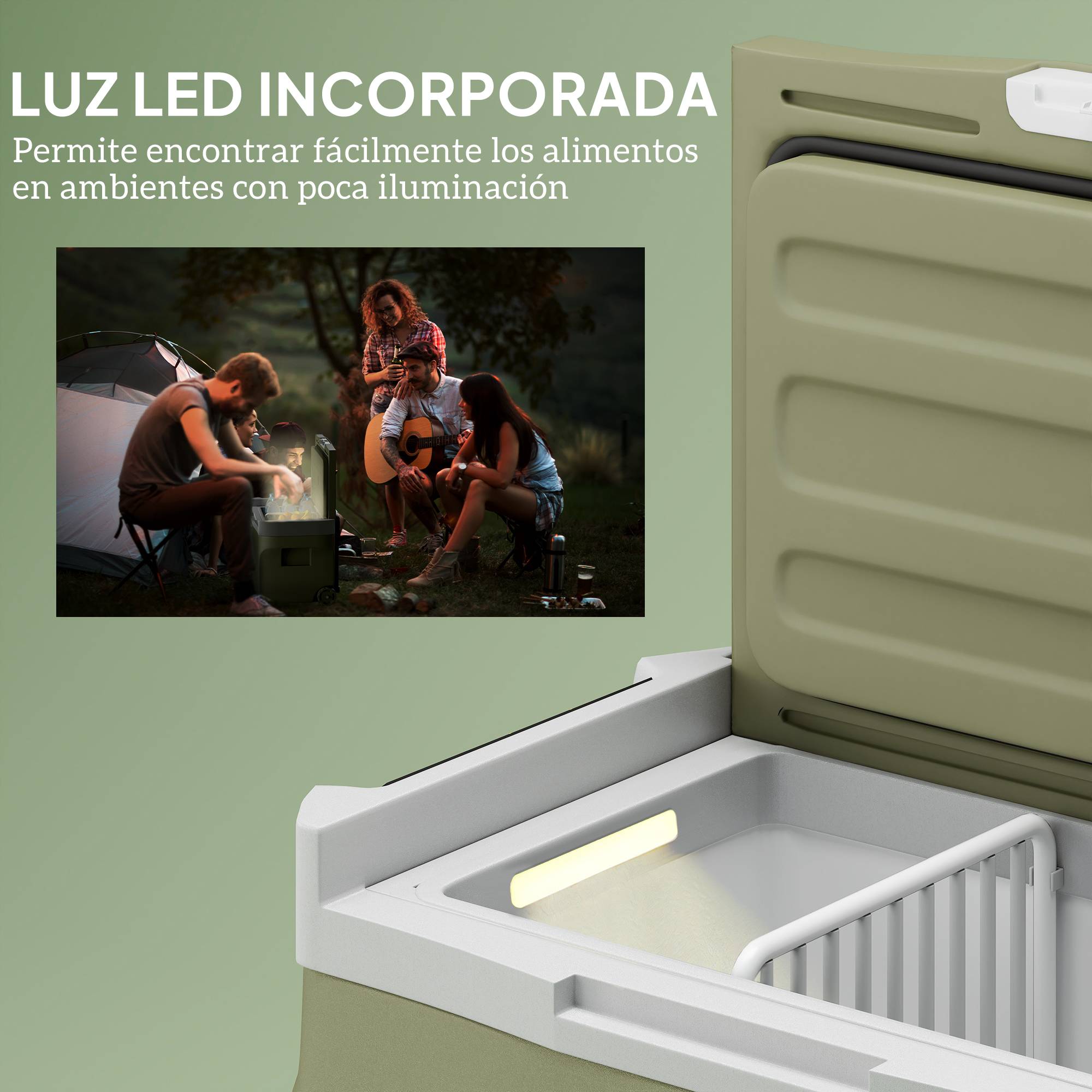 Réfrigérateur Portable Voiture 30 L 12/24 V -20 à +20 °C, Écran Tactile LED, Camping/Maison, 61 x 39 x 41,5 cm, Vert - Image 9
