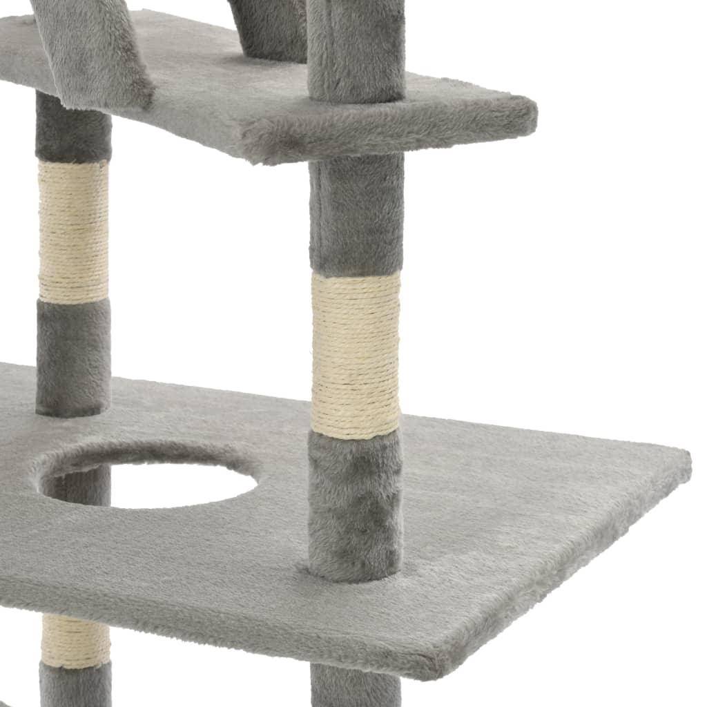 Helloshop26 - Arbre à chat griffoir grattoir niche jouet animaux peluché en sisal 230-260 cm gris - Image 5
