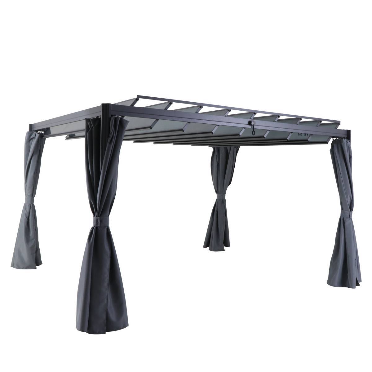 Hesperide - Rideaux pour pergola "Belize" ardoise 4x3m en polyester Hespéride - Image 2