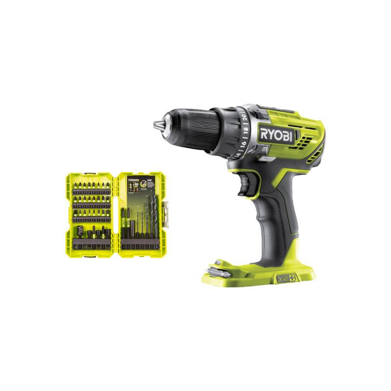 Ryobi - Pack RYOBI - Perceuse-visseuse R18DD3-0 - 18V One+ sans batterie ni chargeur - Coffret empilable impact RYOBI 38 accessoires perçage-vissage-boulonna - Image 1