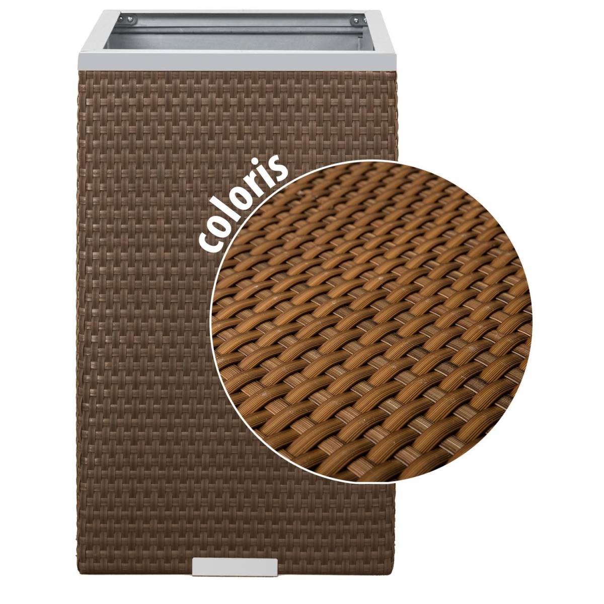 Rattan Art - Jardinière en résine tressée avec cadre en aluminium 35 x 35 x 60 cm Miel - Image 1