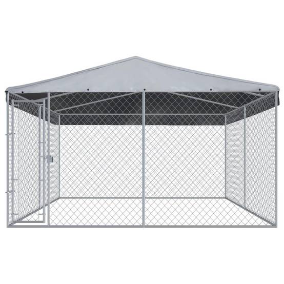 Chenil extérieur cage enclos parc animaux chien extérieur avec toit pour chiens 382 x 382 x 225 cm - Image 3