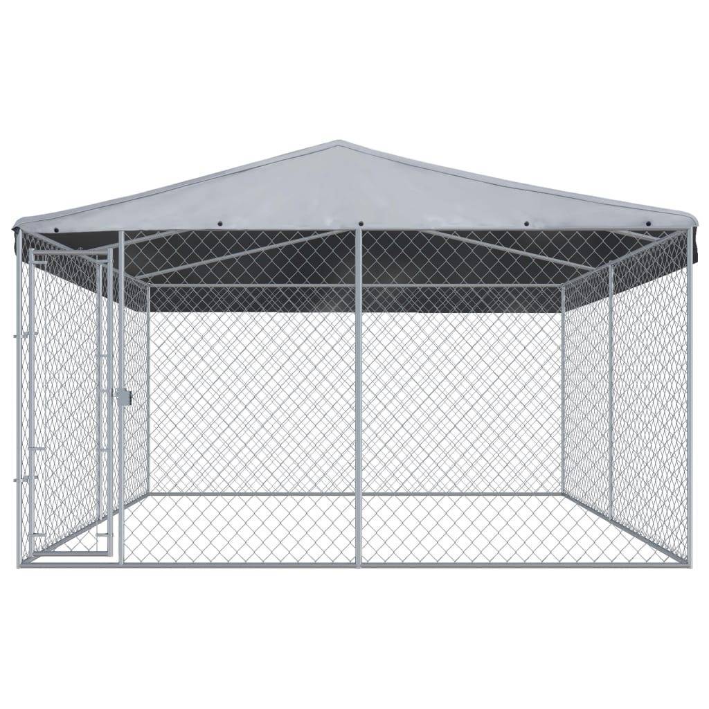 Chenil extérieur cage enclos parc animaux chien extérieur avec toit pour chiens 382 x 382 x 225 cm - Image 3