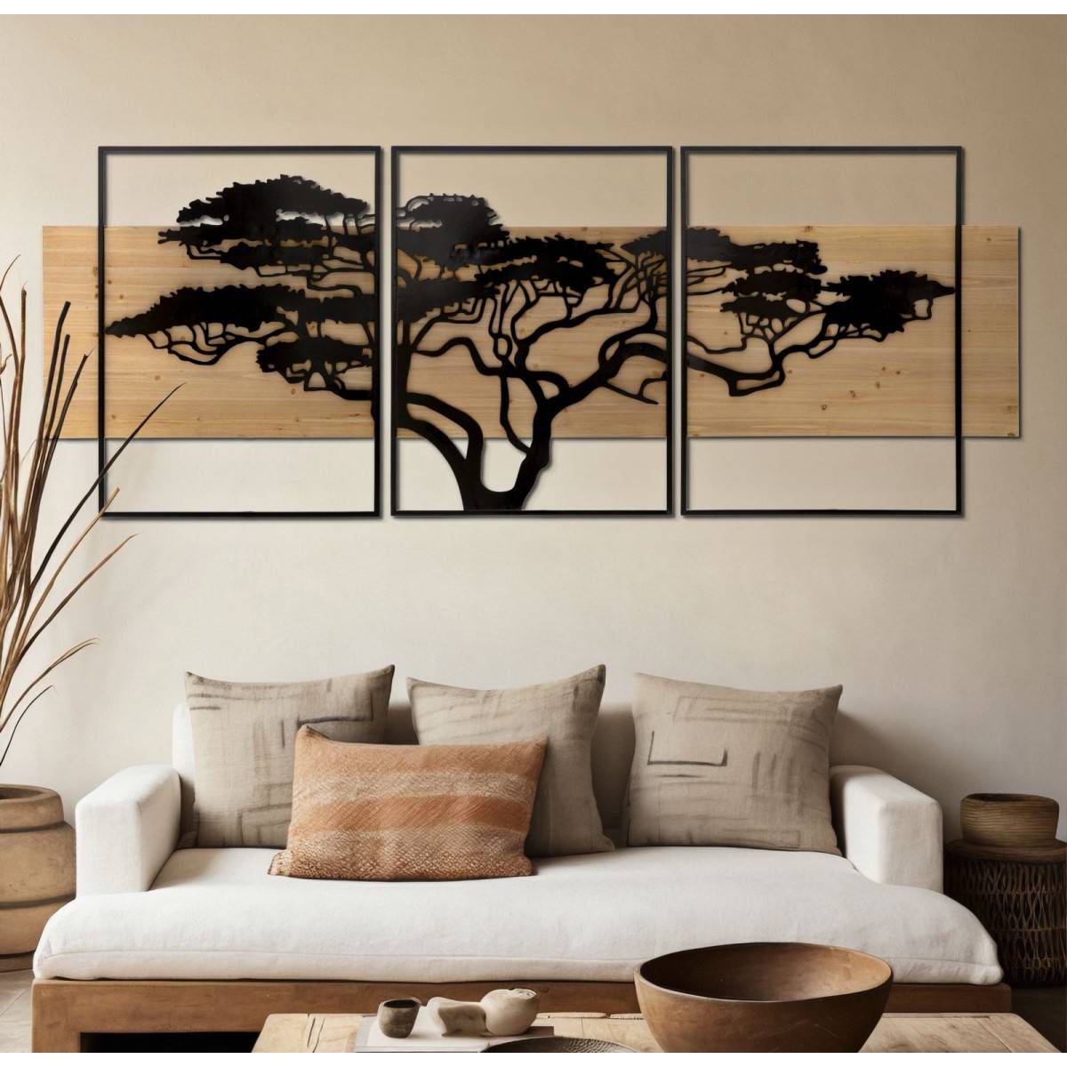 Paris Prix - Déco Murale Encadrée "Lahos" 204cm Naturel & Noir - Image 5