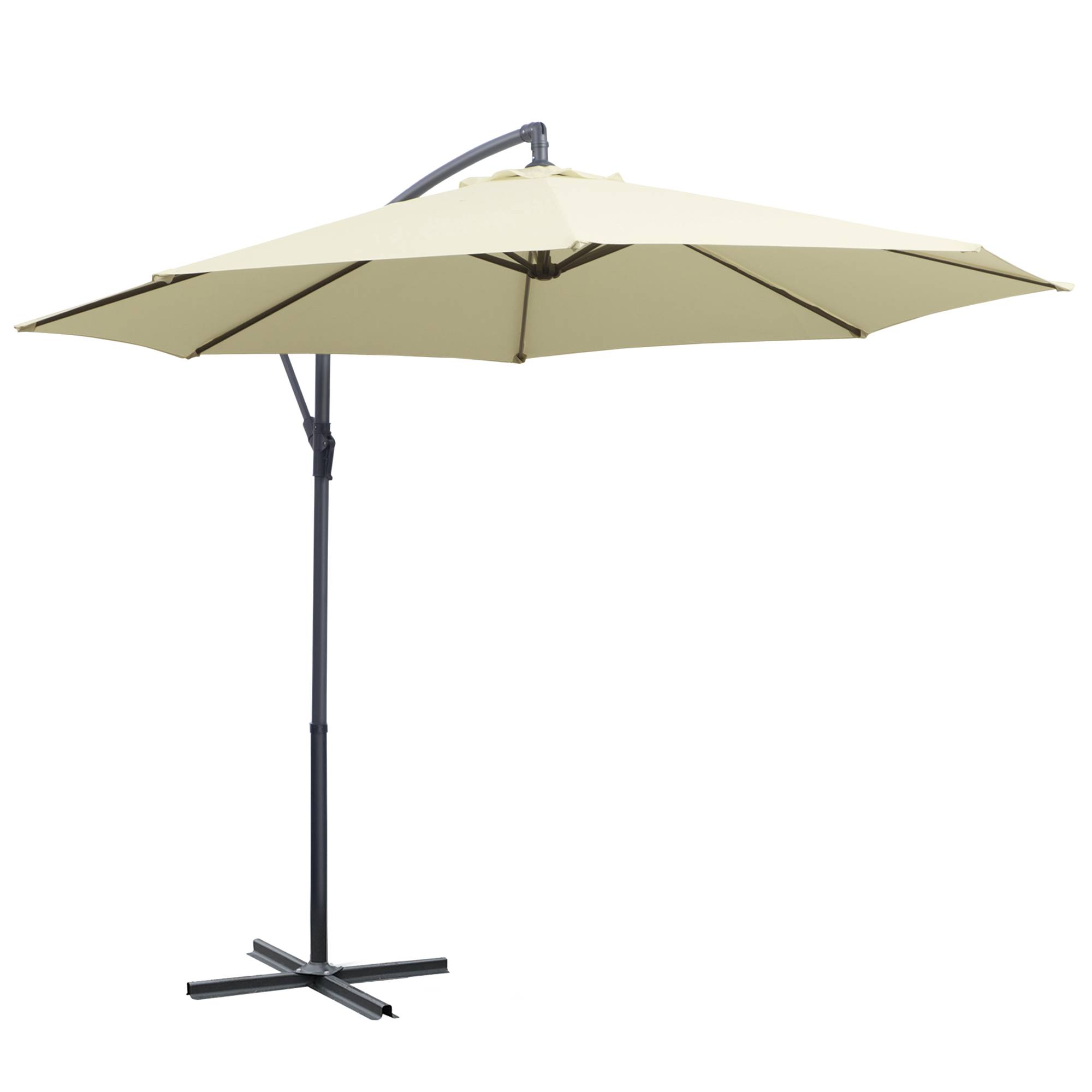 ComfortXL - Parasol déporté rond métal jardin toile déperlante base en croix incluse 3x2,5 m beige - ComfortXL Outdoor Living - Image 2
