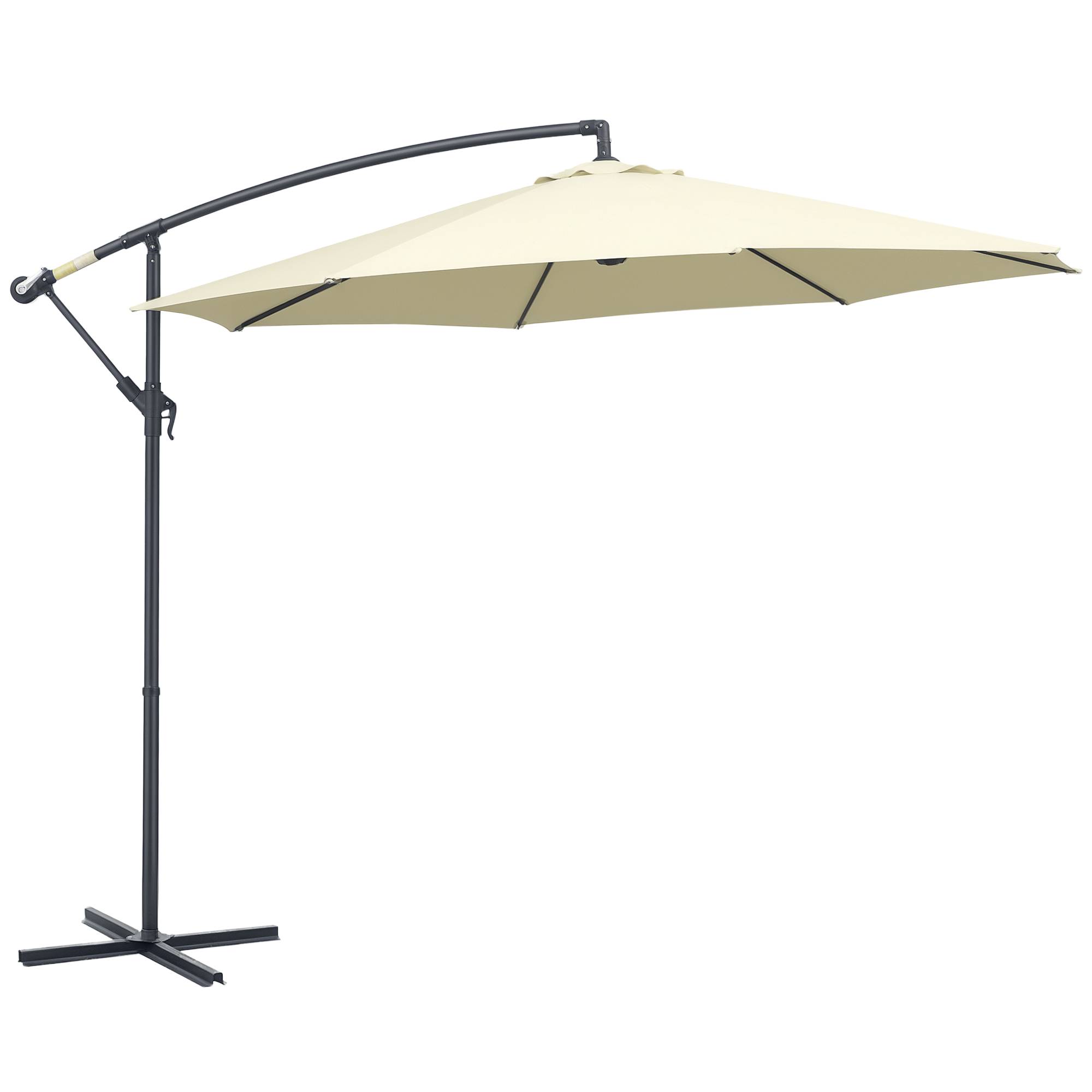 ComfortXL - Parasol déporté rond métal jardin toile déperlante base en croix incluse 3x2,5 m beige - ComfortXL Outdoor Living - Image 1