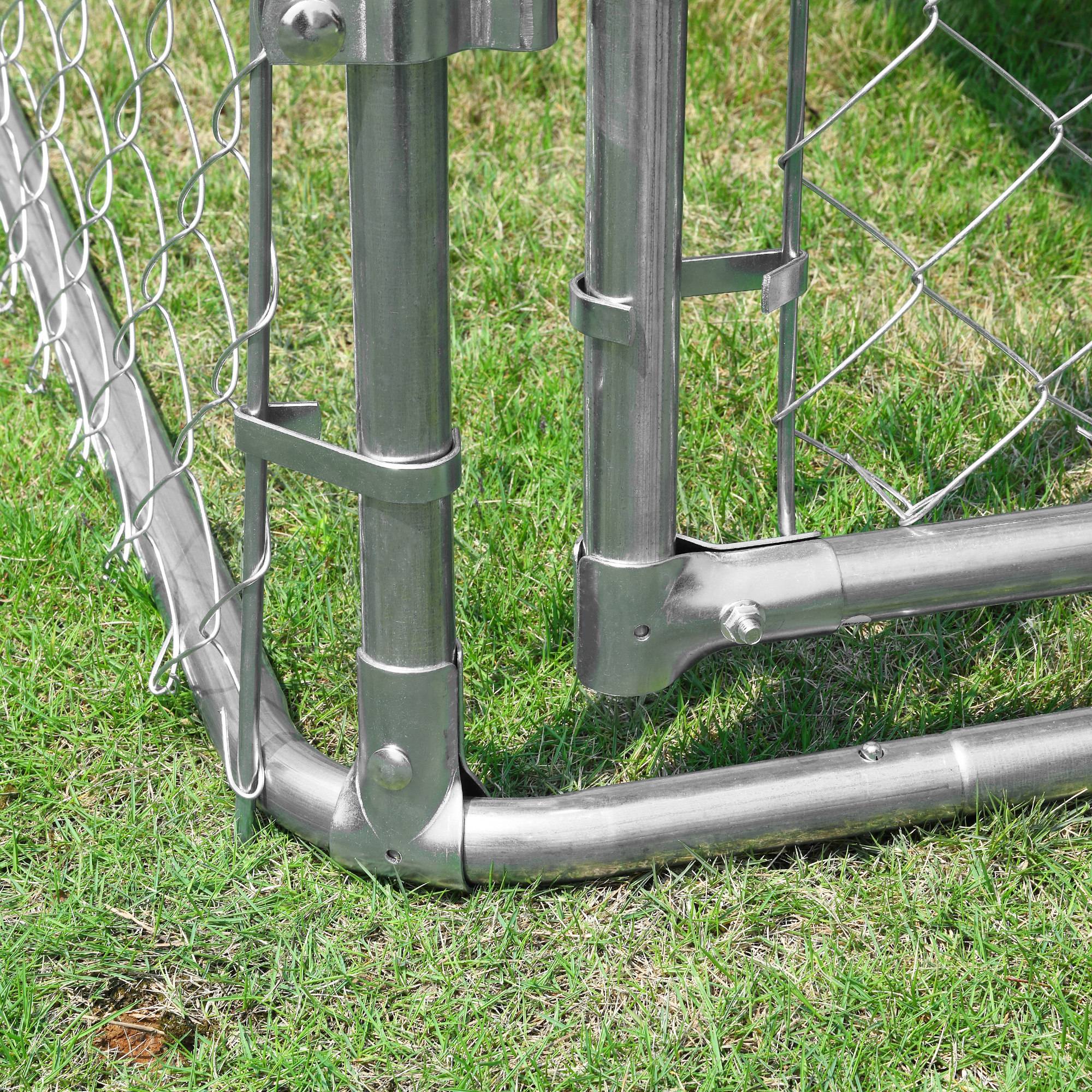 Sans Marque - Chenil extérieur avec toit pour chien 5 m² parc grillagé espace couvert acier galvanisé 230 x 230 x 175 cm - Image 10