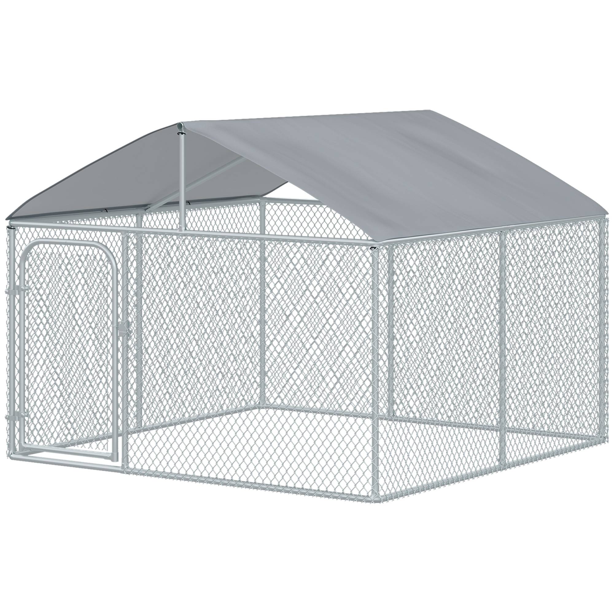 Sans Marque - Chenil extérieur avec toit pour chien 5 m² parc grillagé espace couvert acier galvanisé 230 x 230 x 175 cm - Image 2