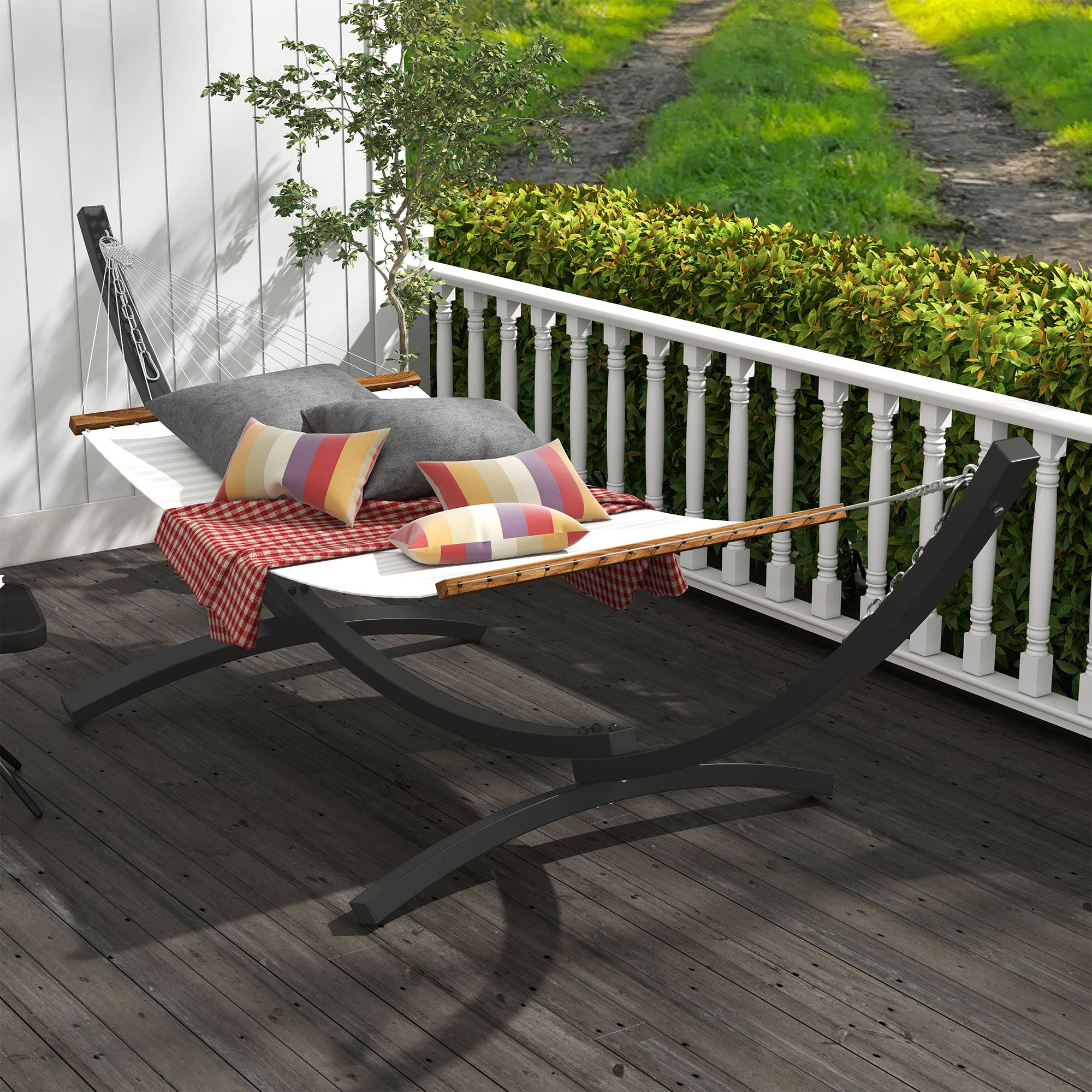 Support Pied de hamac Structure Robuste métal époxy, longueur 360 cm pour hamacs de 270 à 330 cm, gris - Image 10