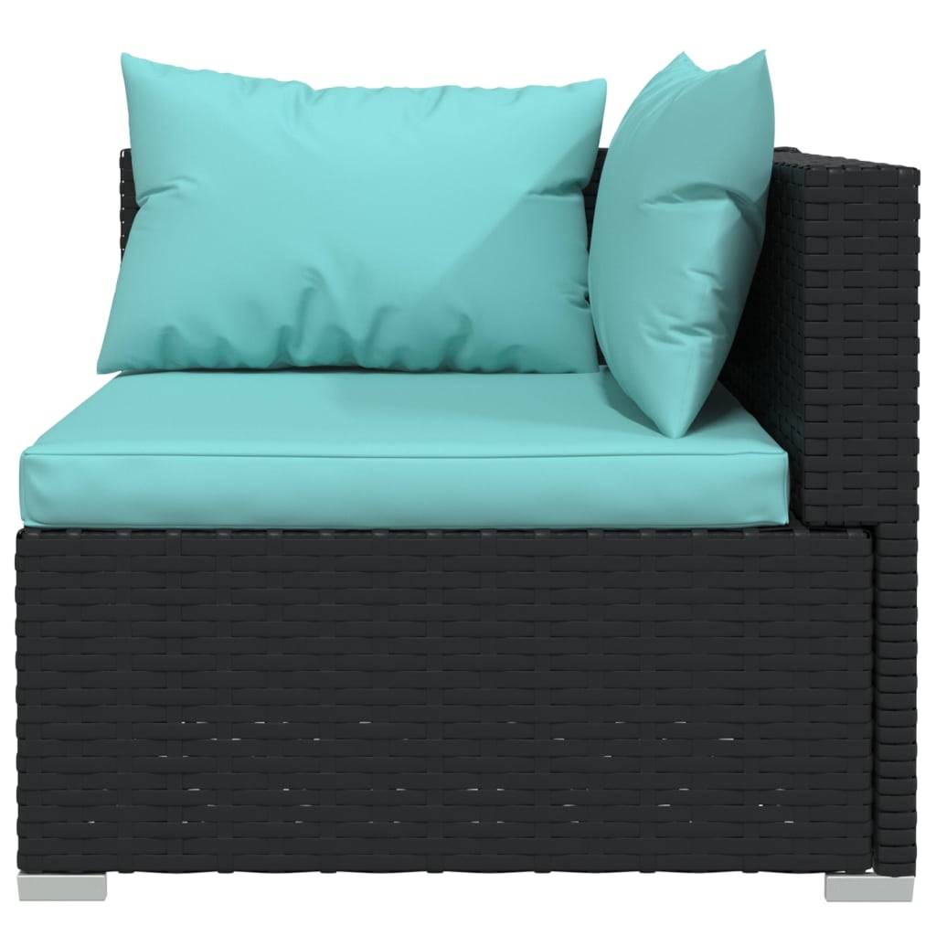 Helloshop26 - Salon de jardin meuble d'extérieur ensemble de mobilier 8 pièces avec coussins résine tressée noir - Image 5