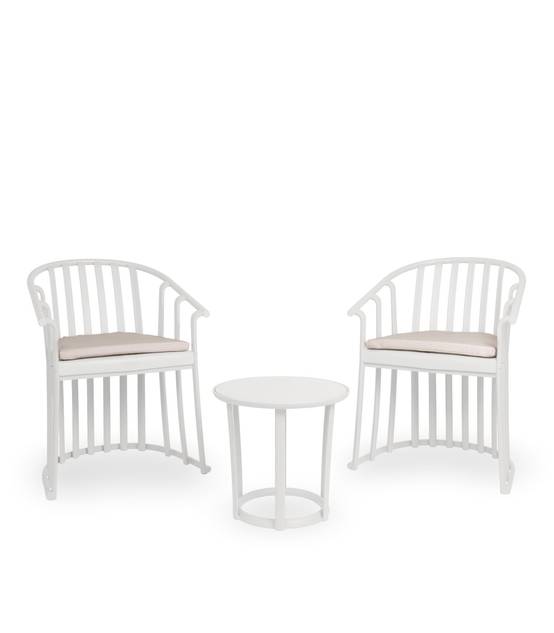 Set 2+1 fauteuils-coussin-table intérieur, extérieur blanc RAFF Resol - Image 1
