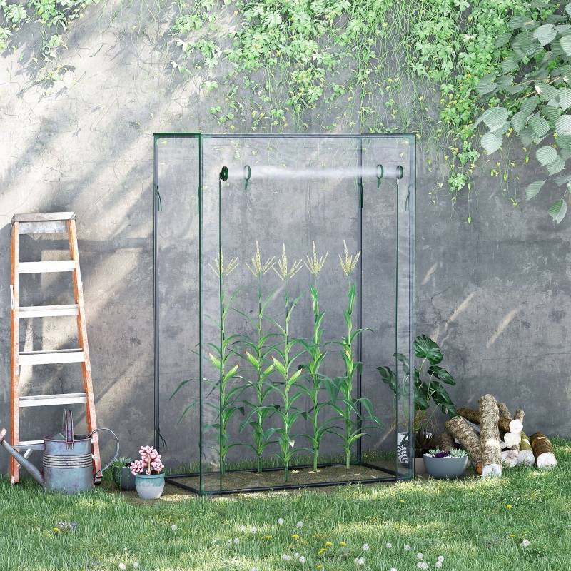 Serre Jardin Balcon Acier Plastique 100x50x150cm Porte Enroulable Transparent - ComfortXL Outdoor Living - Image 1