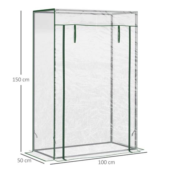 Serre Jardin Balcon Acier Plastique 100x50x150cm Porte Enroulable Transparent - ComfortXL Outdoor Living - Image 3
