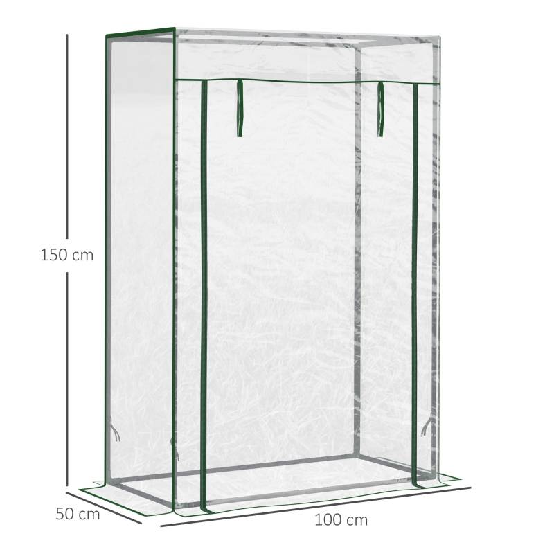 Serre Jardin Balcon Acier Plastique 100x50x150cm Porte Enroulable Transparent - ComfortXL Outdoor Living - Image 3