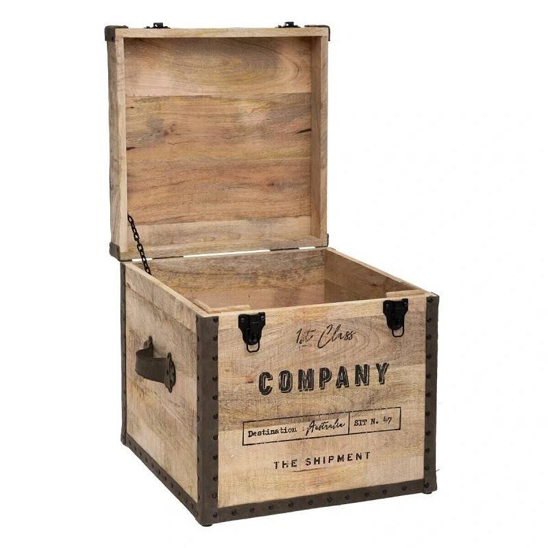 Malle pouf vintage en bois Atmosphera - Image 3