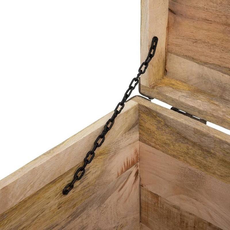 Malle pouf vintage en bois Atmosphera - Image 4