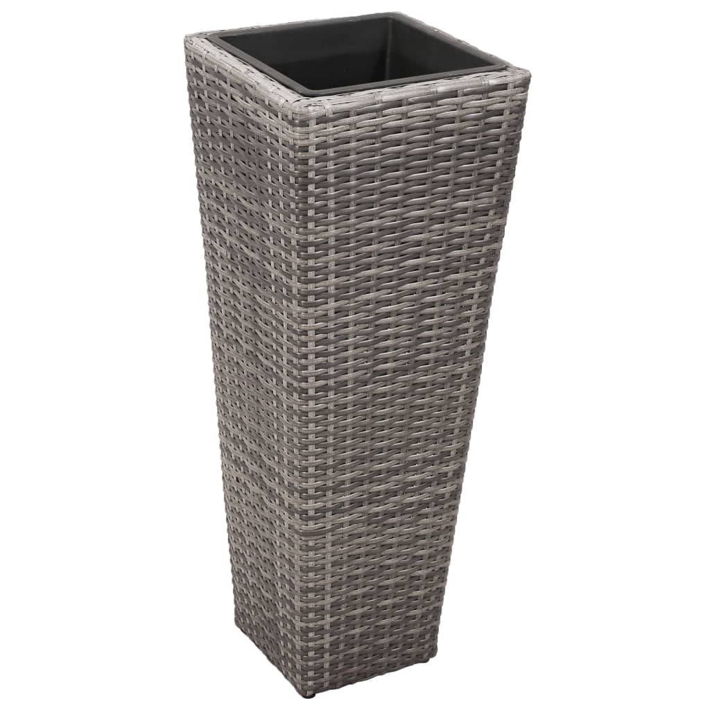 3 pcs Jardinières - Lits surélevés de jardin - Pots de fleus Résine tressée Gris - Image 3